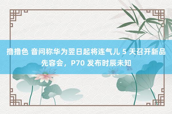 撸撸色 音问称华为翌日起将连气儿 5 天召开新品先容会，P70 发布时辰未知