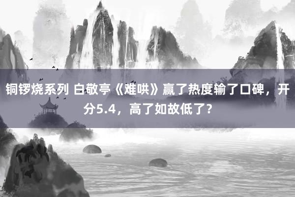 铜锣烧系列 白敬亭《难哄》赢了热度输了口碑，开分5.4，高了如故低了？