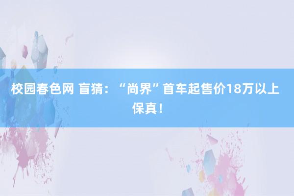 校园春色网 盲猜：“尚界”首车起售价18万以上 保真！